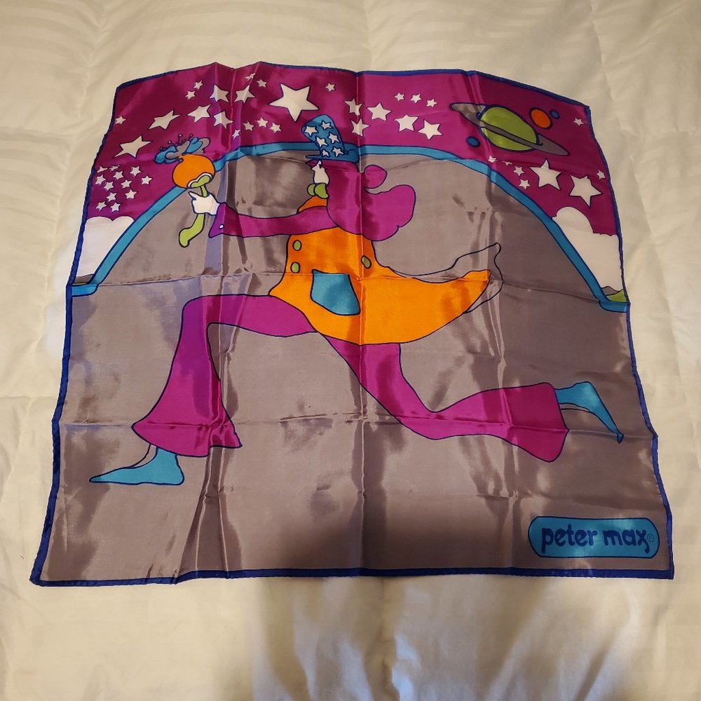 RARE Authentic Vintage Peter Max Silk Scarf